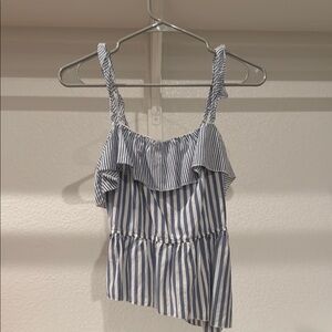 Victoria's Secret Gray and White Asymmetrical Ruffled Tank Top